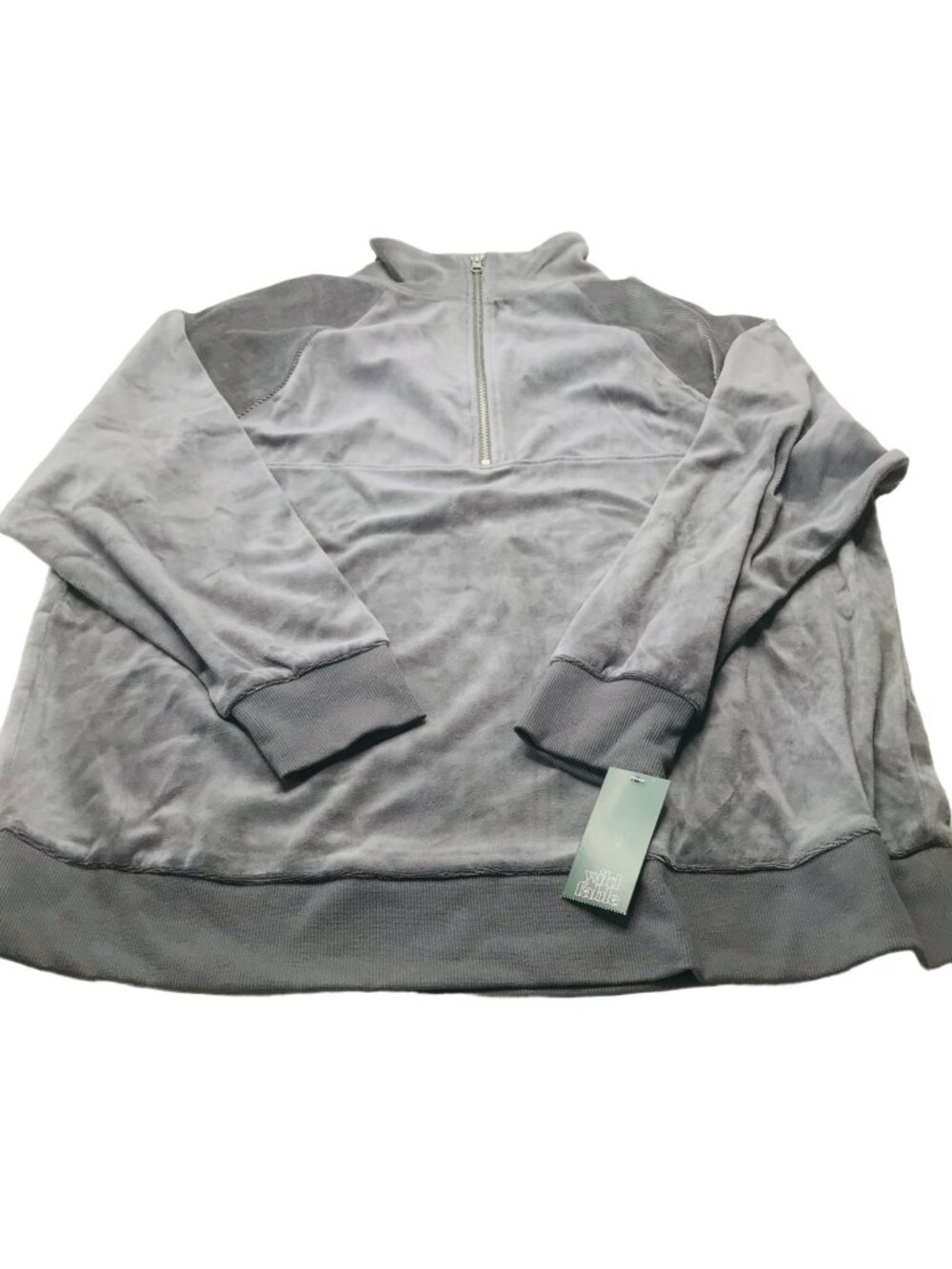 Wild Fable Women's Size XL Quarter Zip Velour Tunic Sweatshirt Gray New